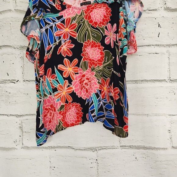 Miss Me Women's Multicolored Floral cold shoulder Cropped Top Small Tropical - Picture 6 of 12